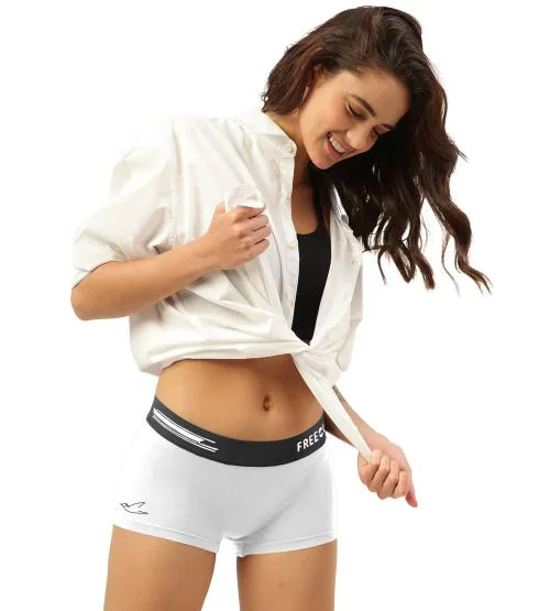 FREECULTR Women's Cloud White Solid Modal Boyshorts