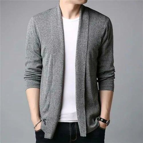 NEMO FASHION Mens Knitted Cardigan Sweater Solid Thin Sweater Long Sleeved Slim Fit Cardigan Sweater-L