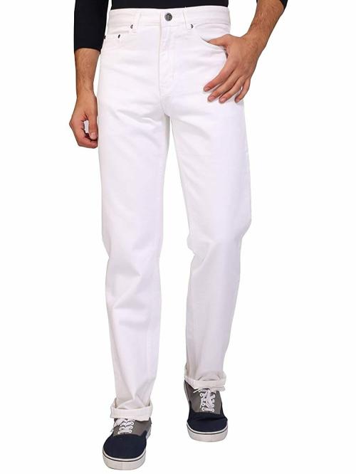 Buy FLAGS Mens White Cotton Regular Fit Jeans Online at Best Prices in