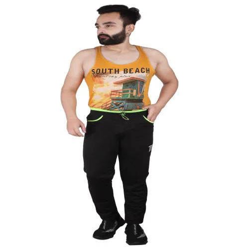 Pro-Ethic Style Developer Black Lycra Sports Track Pants for Men with U Pocket Stretchable Trousers