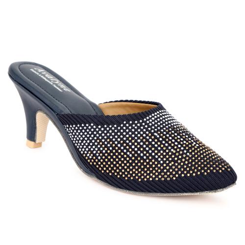 Avalyne Womens NAVY BLUE Synthetic Fashion Stiletto Heels Slip-on