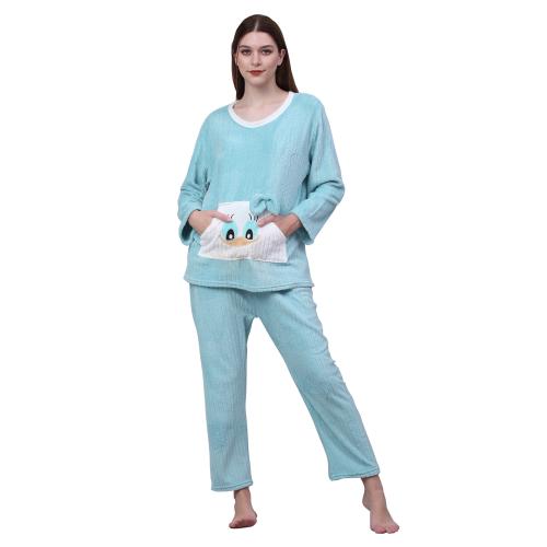 Klotthe Women Turquoise Cartoon Characters Wool Blend Night Suit