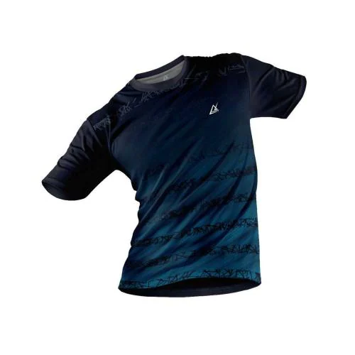 JJ TEES Polyester Half Sleeve Jersey with Round Collar and Digital Print All Over for Men (Color: Dark Blue and Light Blue)