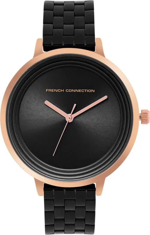 French Connection Analog Black Dial Black Strap Watch For Women