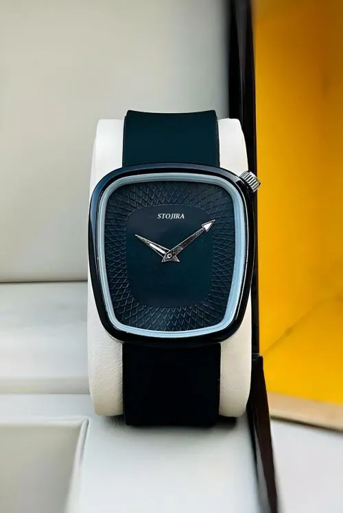 Stojira Latest New Arrival Casual Sport Black Analog Silicon Belt Quartz Watch for Men