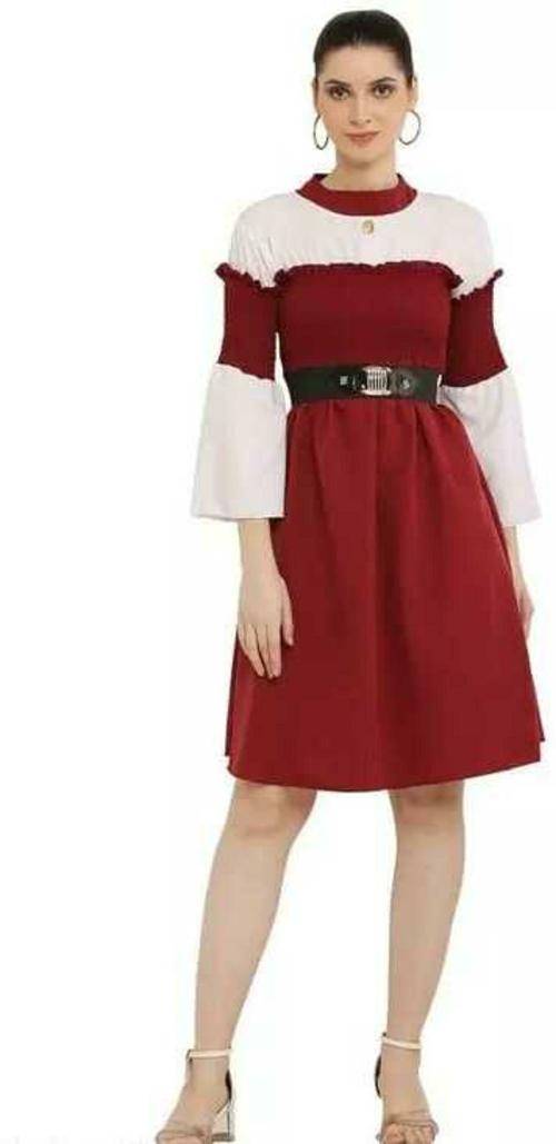 PAVONINE Women Fit and Flare Light Blue Dress Dark Blue