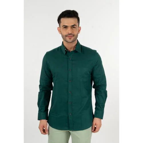 Veerya Men Cotton linen Green Half sleeve shirt-38(S)