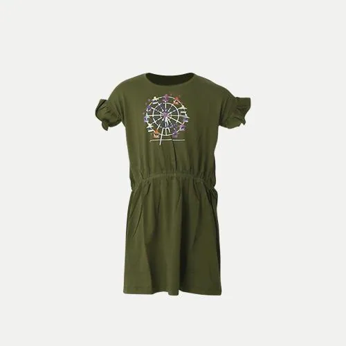 Rad Prix Teen Girls Olive-brown Printed Casual Dress