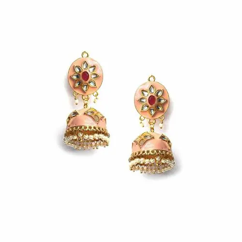 Vinca Jewel's Oxidised Jhumka Earrings for Women & Girls - Traditional Colourful Jhumki Earrings Set Suitable for Every Occasion Like Birthday,Anniversary Gift,Wedding & Parties (Pink)