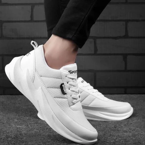 Kraasa white Lace Up Sneakers For Men