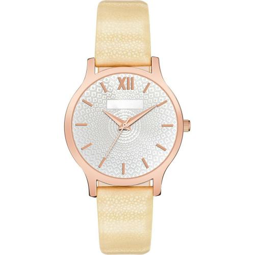 DAINTY Trendy Peach Watch Designed White Mesh Dial Analog White Dial Peach Strap Watch for Girls