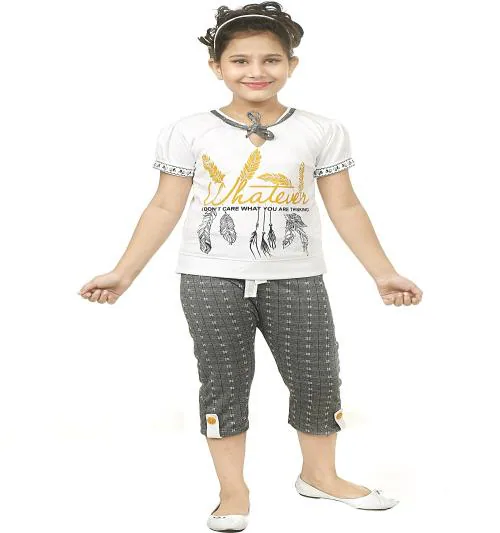 F2CLUB Girls Party(Festive) Top Pant (White)
