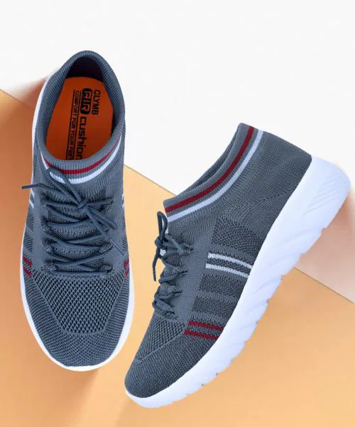 CLYMB Air Socks-7 Textile|Lightweight|Comfort|Summer|Trendy|Walking|Outdoor|Daily Use Running Shoes For Men (Grey)