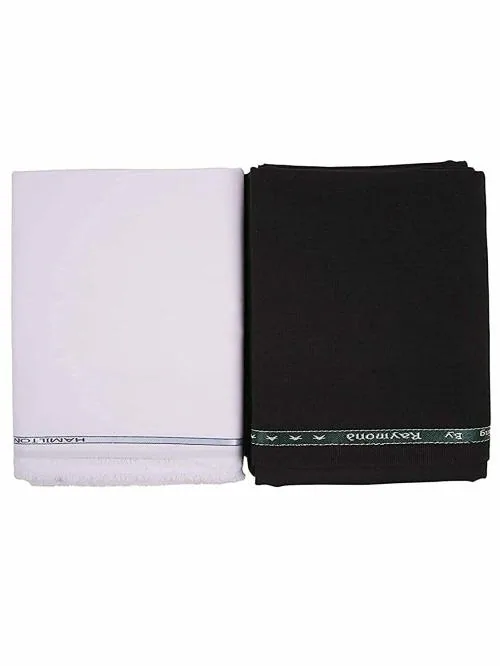 RAYMOND PANT SHIRT FABRIC BOX(BLACK PANT + WHITE SHIRT, ALL WEATHER FABRIC)