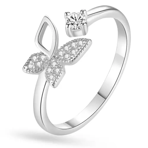 ZEELLO Butterfly Design Adjustable Ring for Women and Girls | Anti-Tarnish Fashion Jewelry Open-Top Design Ring
