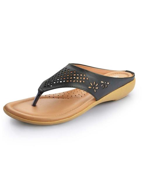 Footsoul Laser Cut Women's Slipper (Black)