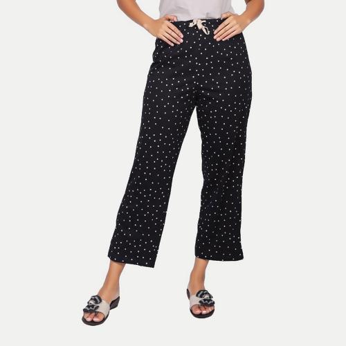 Rad Prix Women Black Polka Dot Printed Pyjamas
