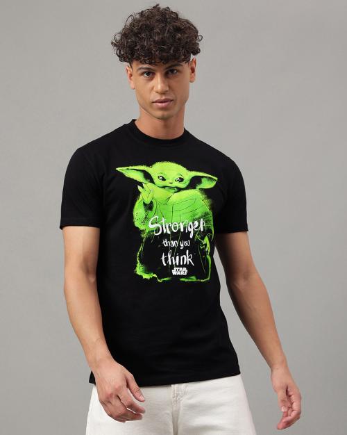 Free Authority The Mandalorian Printed Half Sleeves Black T-Shirt for Men