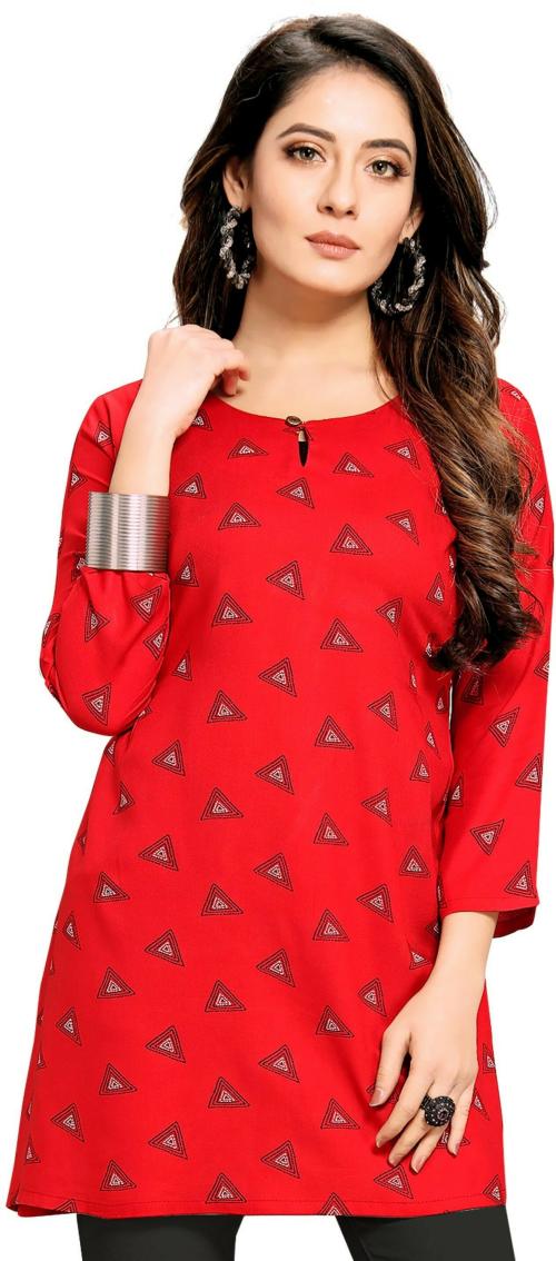 Shiv Textiles Women Red Printed Cotton Blend Kurta