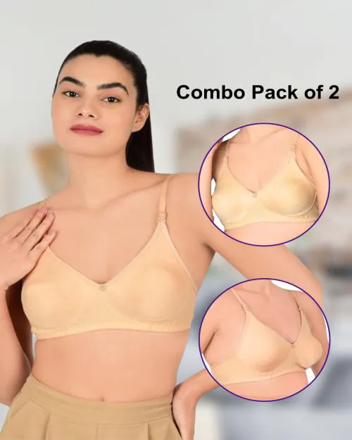bare dezire Comfy-Fit Non-Padded Wire-Free Bra For Women | Redefining luxury and Style for casual wear - Beige, Size - 32