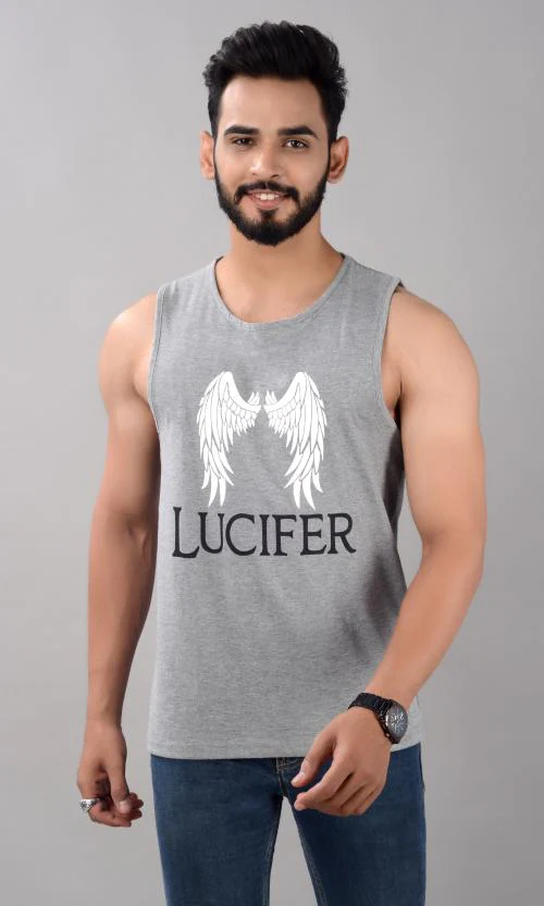VILLAIN Premium Printed Stylish Sando For Men - Grey