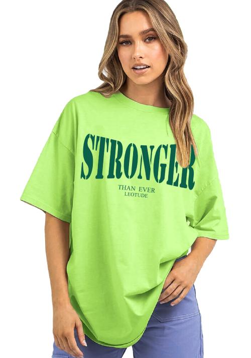 LEOTUDE Cotton Blend Half Sleeve Oversized T-Shirts for Women's