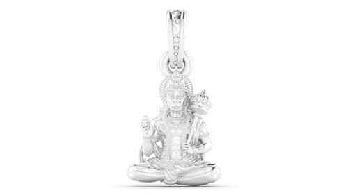 Akshat Sapphire Pure Silver God Hanuman Pendant Suitable For Men and Women