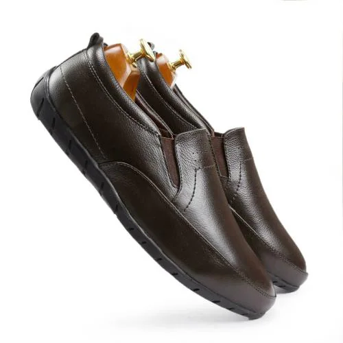 Bacca Bucci Men Genuine Leather Brown Formal/Business/Party/Evening High Comfort Non-Slip Rubber Sole Slip-ons Dress Shoes
