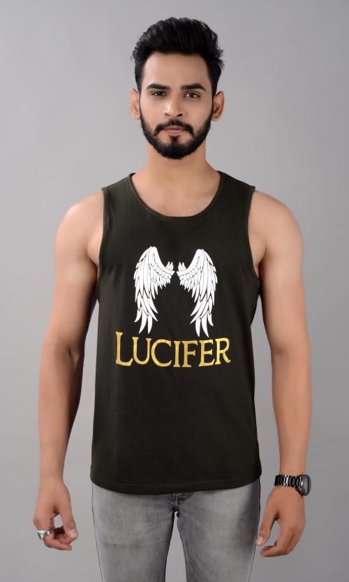 VILLAIN Premium Printed Stylish Sando For Men - Olive Green