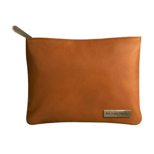 DailyObjects Womens Tan Stash Pouch (Tan-Beg-Leather-Zip-Clutch-Sml)