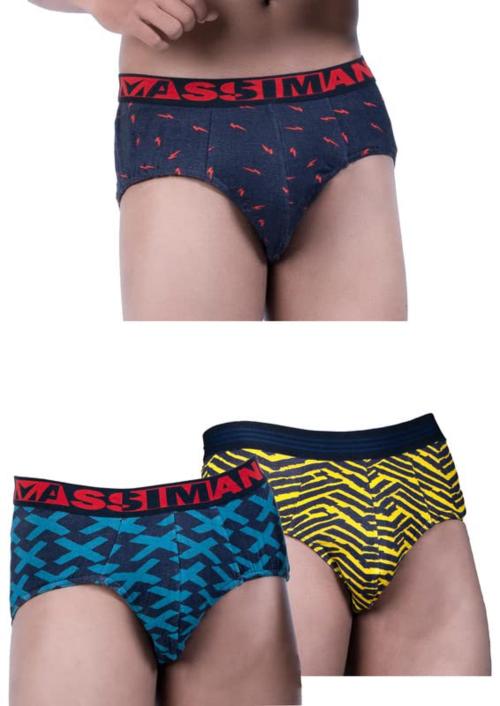 Massimano Men Multicolor Spandex Printed Pack Of 3 Xx-Treme Soft-Feel Antimicrobial Trunk Underwear