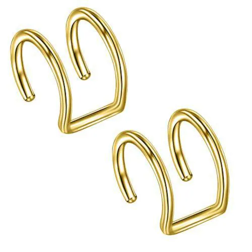 Via Mazzini Stainless Steel Clip-On No Piercing Fake Ear Cuff Earring For Womens (Pack Of 1 pair)