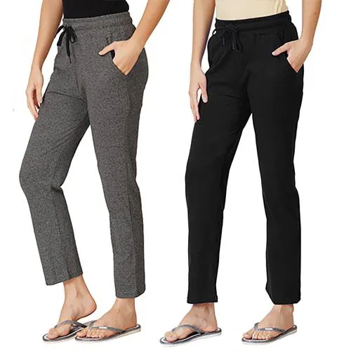 Peach blossom Plus Size Women's Cotton Casual Track Pant | Pack Of 2 | Multicolor