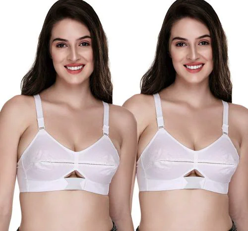 Sona Lingerie Women's Moving Elastic Straps Full Coverage Non Padded Cotton Minimizer Bra