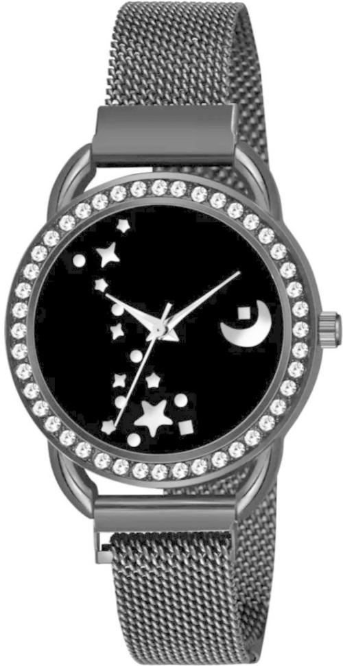 Bolun Analog Black Dial Black Strap Watch For Women