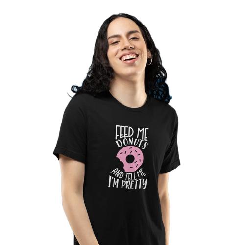 The Cool Vibe Store Girls 100 Percent Cotton Printed Feed Me Donuts And Tell Im Pretty T-Shirt