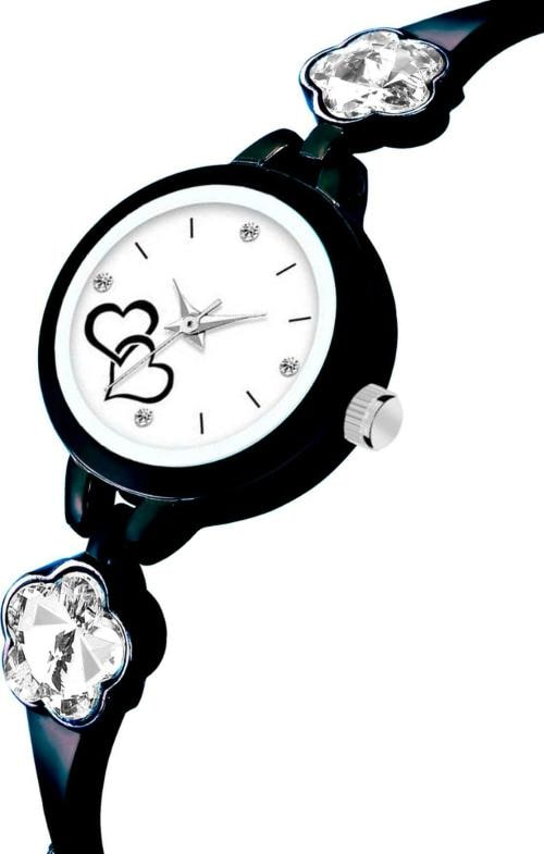 TWIXY Analog White Dial and Black Strap Watch for Girls