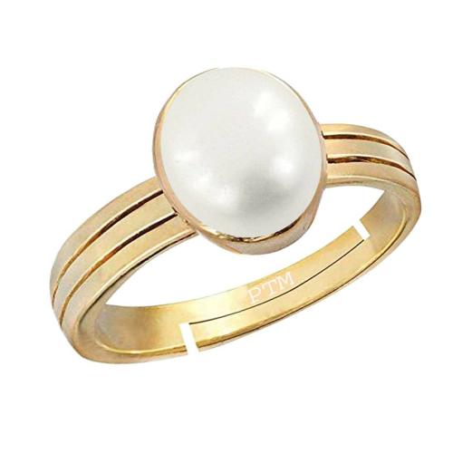 Ptm Pearl 9.5 Carat Natural Gemstone Panchdhatu Gold Plated Adjustable Ring