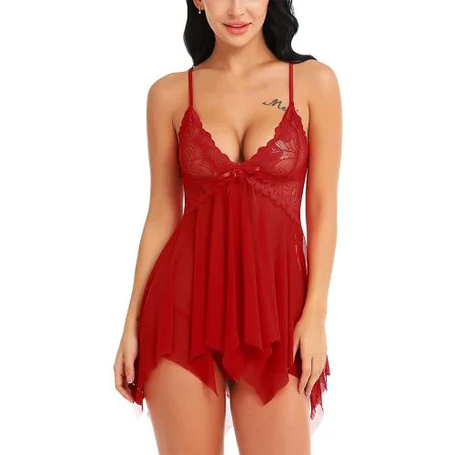 BELLEVINO Babydoll Dress/Babydoll Nighty Set/ Free Size Women Babydoll Dress In Maroon Color