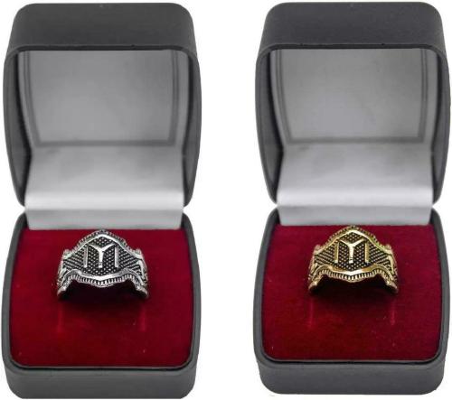 SILVOSWAN Silver Plated Metal Ertugrul Gazi Rings for Unisex, size 20 (pack of 2)