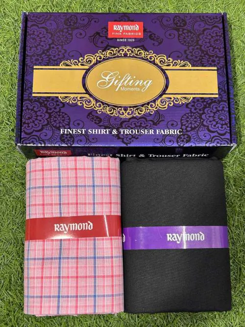 Raymond Pc-Cotton Checkered Shirt & Trouser Fabric in Moments Box Packing (Shirt-2.30 m, Pant-1.20 m)R-Moments-V-103