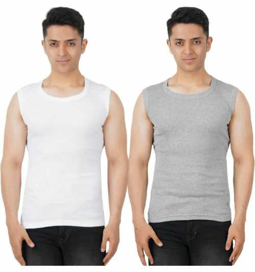 Metro Stitch Men Multicolor Solid Pack Of 2 Vest (Xs)