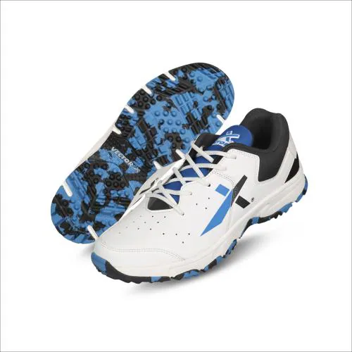 Vector X CKT-500 Cricket Shoes for Men (White-Black-Blue)