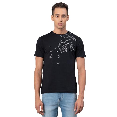 Red Tape Black Graphic Print Pure Cotton Men's T-Shirt