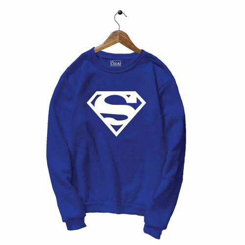 STREETMODE Women and Girls Blue Printed Cotton Pullover Sweatshirt - L