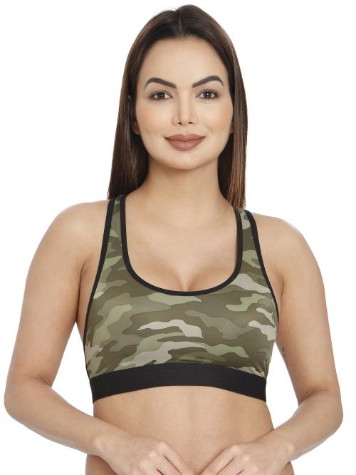 ILRASO ELSA SPORTS BRA | MILITARY PRINT | RACER BACK | ACTIVEWEAR BRA | NON PADDED