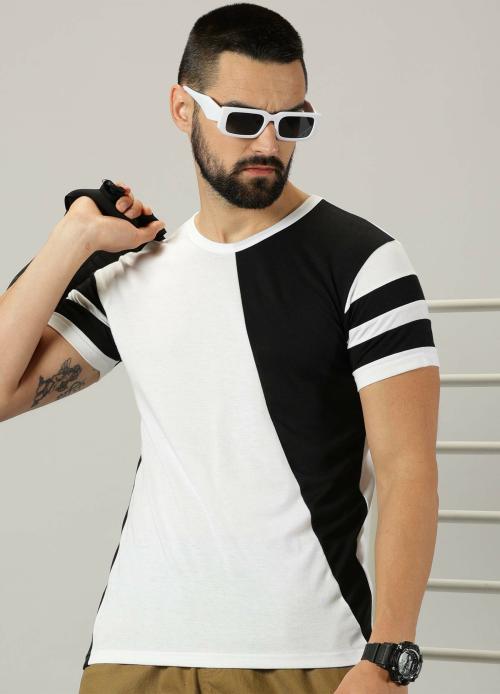 Ausk Men T-Shirts || Round Neck Half Sleeve T-Shirts for Mens ( Colour - White)