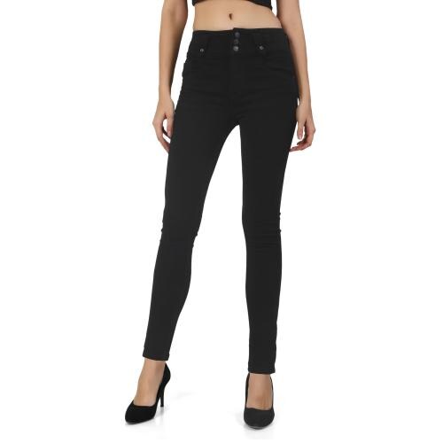 Reelize - Denim Jeans for Women | Single Button, Mid Waist | Skin Fit, Ankle Length | Plus Size | Ideal for Party/Office/Casual Wear | Black | Size-42 | Pack of 1