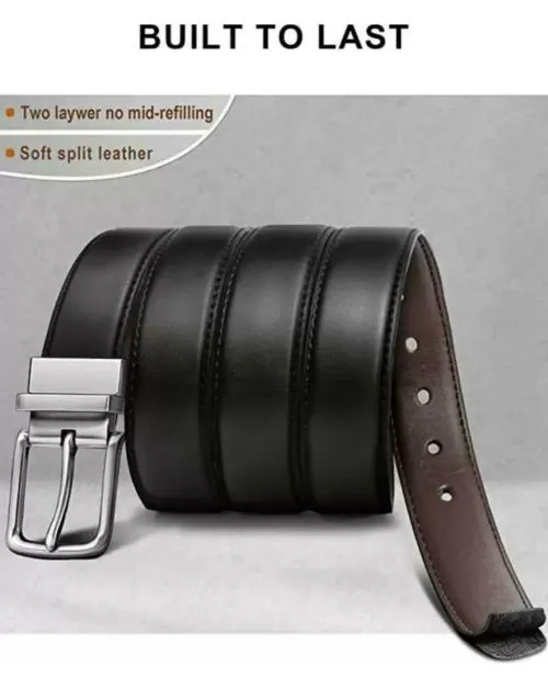 Elite Crafts Men Black/Brown reversible Genuine Leather Belt - 44 l Belt For Men & Boys l Formal Belts l Stylish l Latest Design l Fashion Accessories