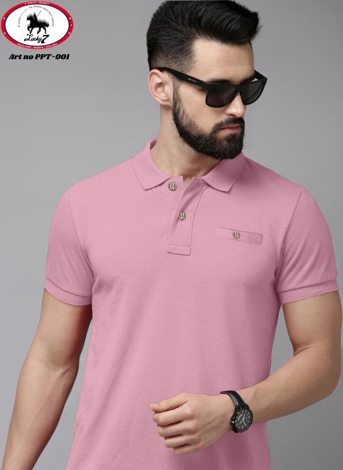 MEN'S POLO T-SHIRT-(PPT-001)PINK-2XL